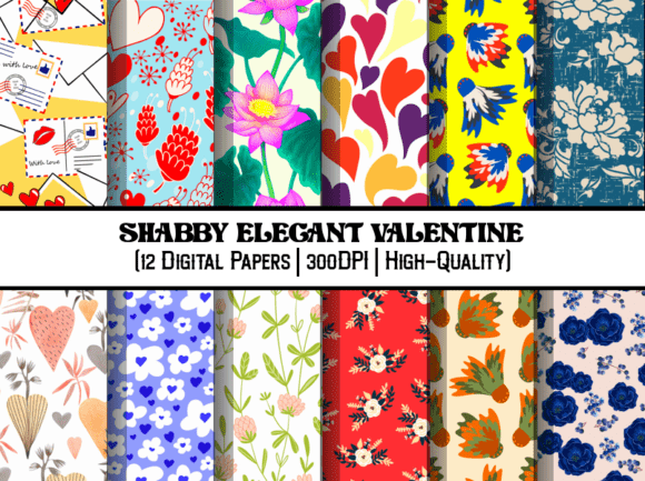 Download Shabby Elegant Valentine Digital Papers - Premium Resources