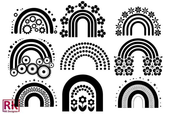 Download Black and White Boho Rainbows SVG Bundle - Black Collection