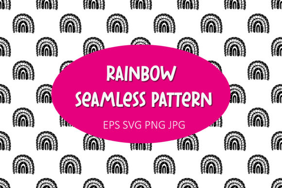 Download Black and White Boho Rainbow Pattern - Black Collection