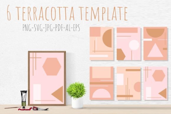 Download 6 Geometric Abstract Terracotta Card - Card Collection