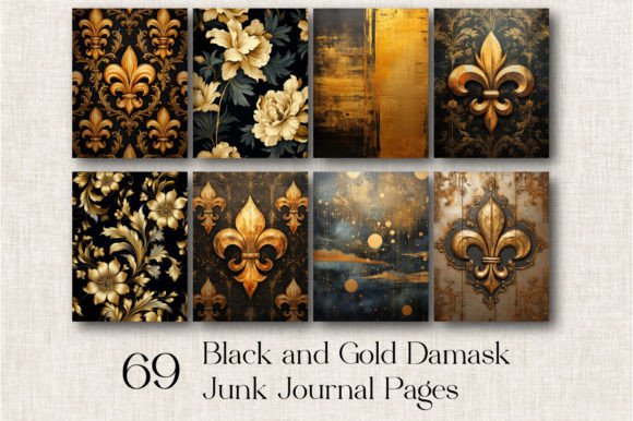 Download 69 Black and Gold Digital Background - Black Collection