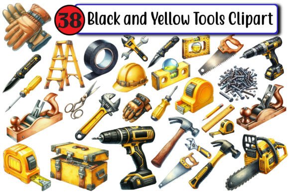 Download Black and Yellow Tools Clipart - Black Collection