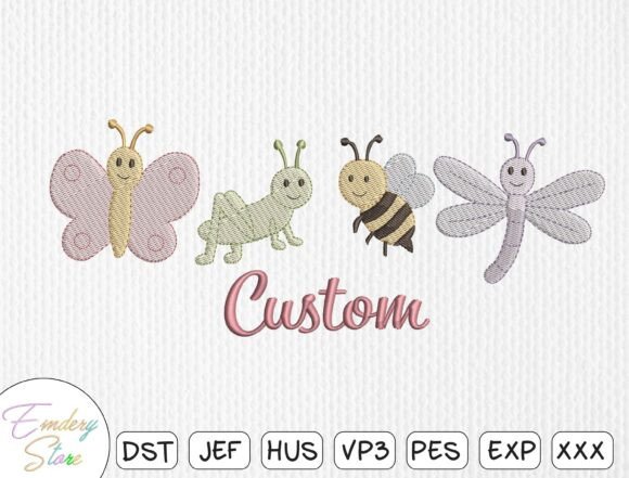 Download Customizable Spring Insects Embroidery - Customizable Collection