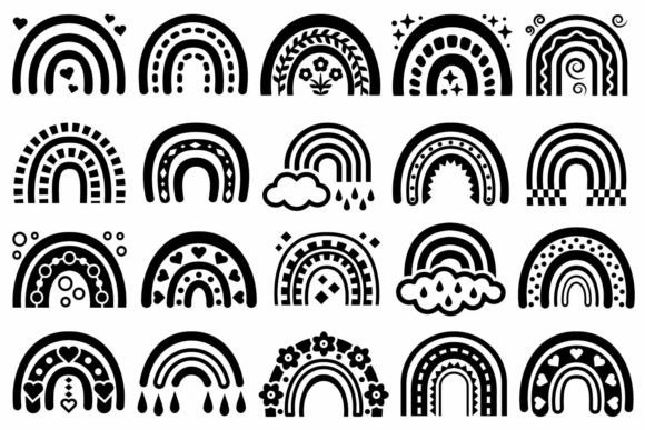 Download Black and White Boho Rainbows - Black Collection