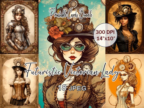 Download Futuristic Victorian Lady JPEG Cards - Card Collection