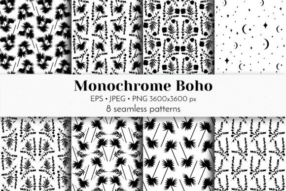 Download Black and White Boho Seamless Patterns - Black Collection