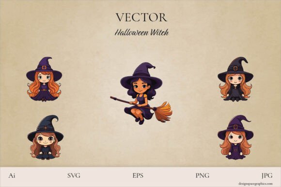 Download Vector Halloween Witch Illustrations - Premium Bundle