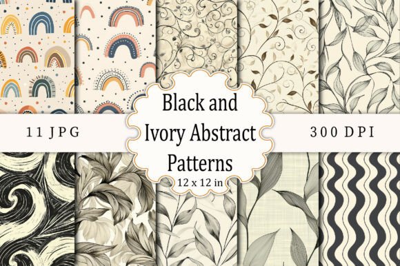 Download Black and Ivory Abstract Patterns - Black Collection