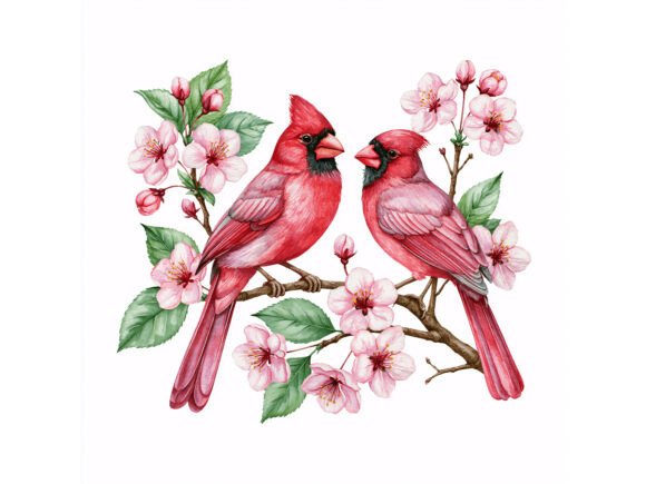 Download 12 JPG Cardinal Blossom Bird Set - Card Collection