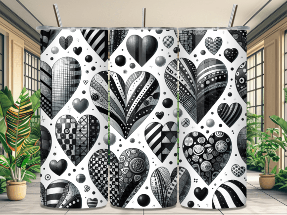 Download Black White Boho Heart Tumbler Wrap - Black Collection