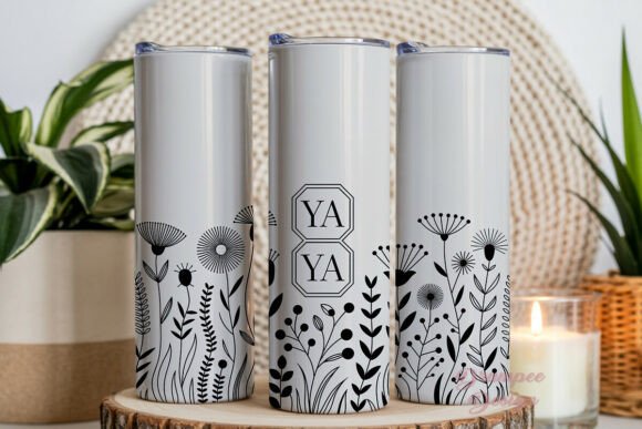 Download Black White Boho Floral 20oz Tumbler - Black Collection