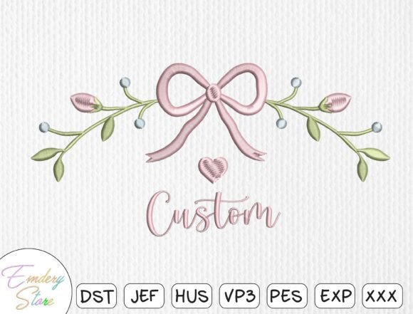 Download Customizable Floral Bow Embroidery File - Customizable Collection