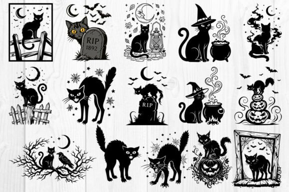 Download Scary Halloween Cat SVG Designs Bundle - Premium Resources